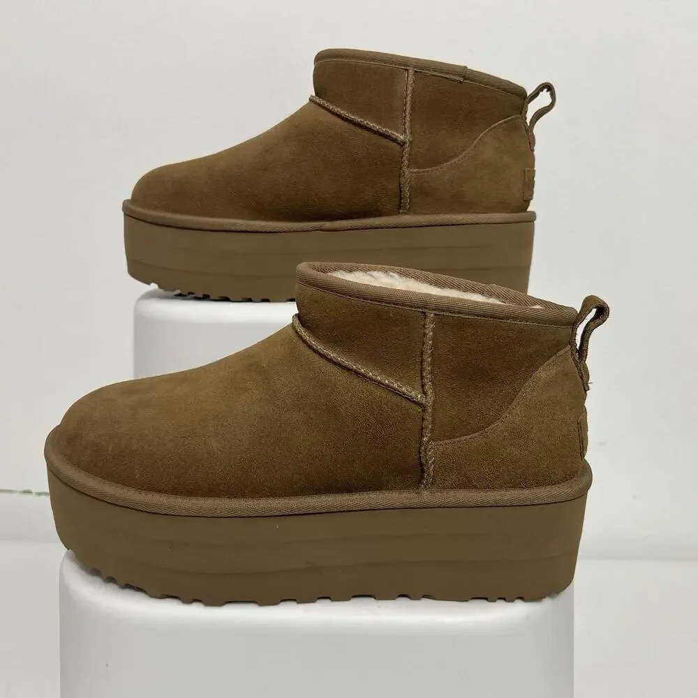 UGG Women's Size 10 Classic Ultra Mini Platform Ankle Boot Chestnut 1135092